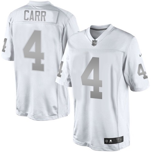 Men's Elite Derek Carr Nike Jersey White - #4 Platinum NFL Oakland Raiders